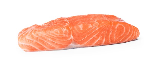 Piece of fresh raw salmon isolated on white