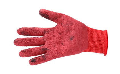 Image of One dirty gardening glove isolated on white