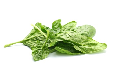 Photo of Pile of fresh spinach leaves isolated on white