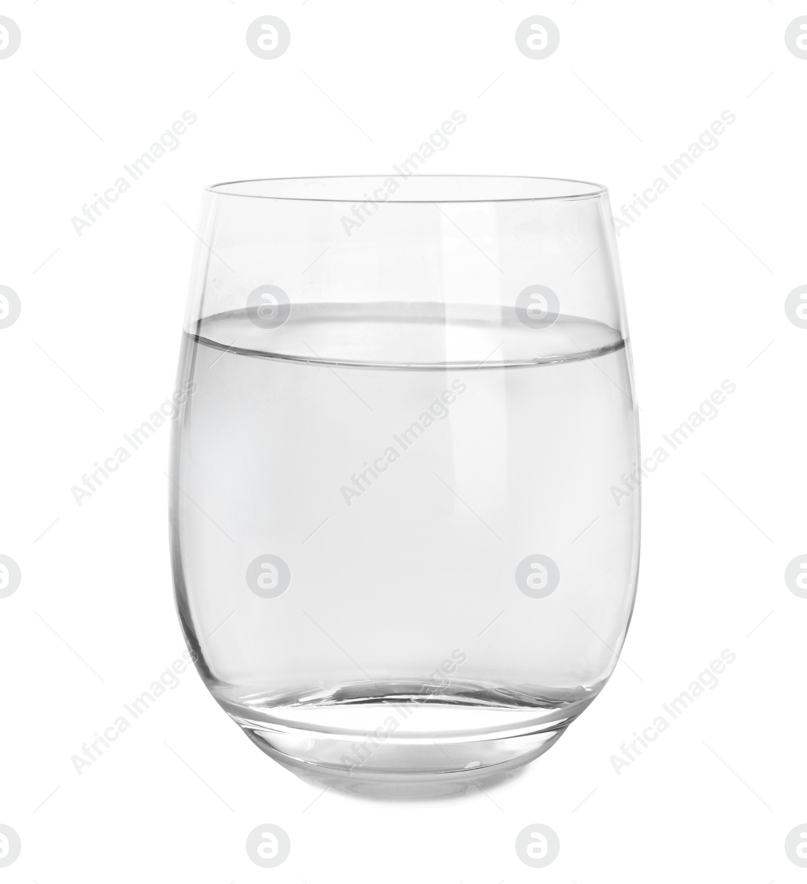 Photo of Glass of water with baking soda on white background