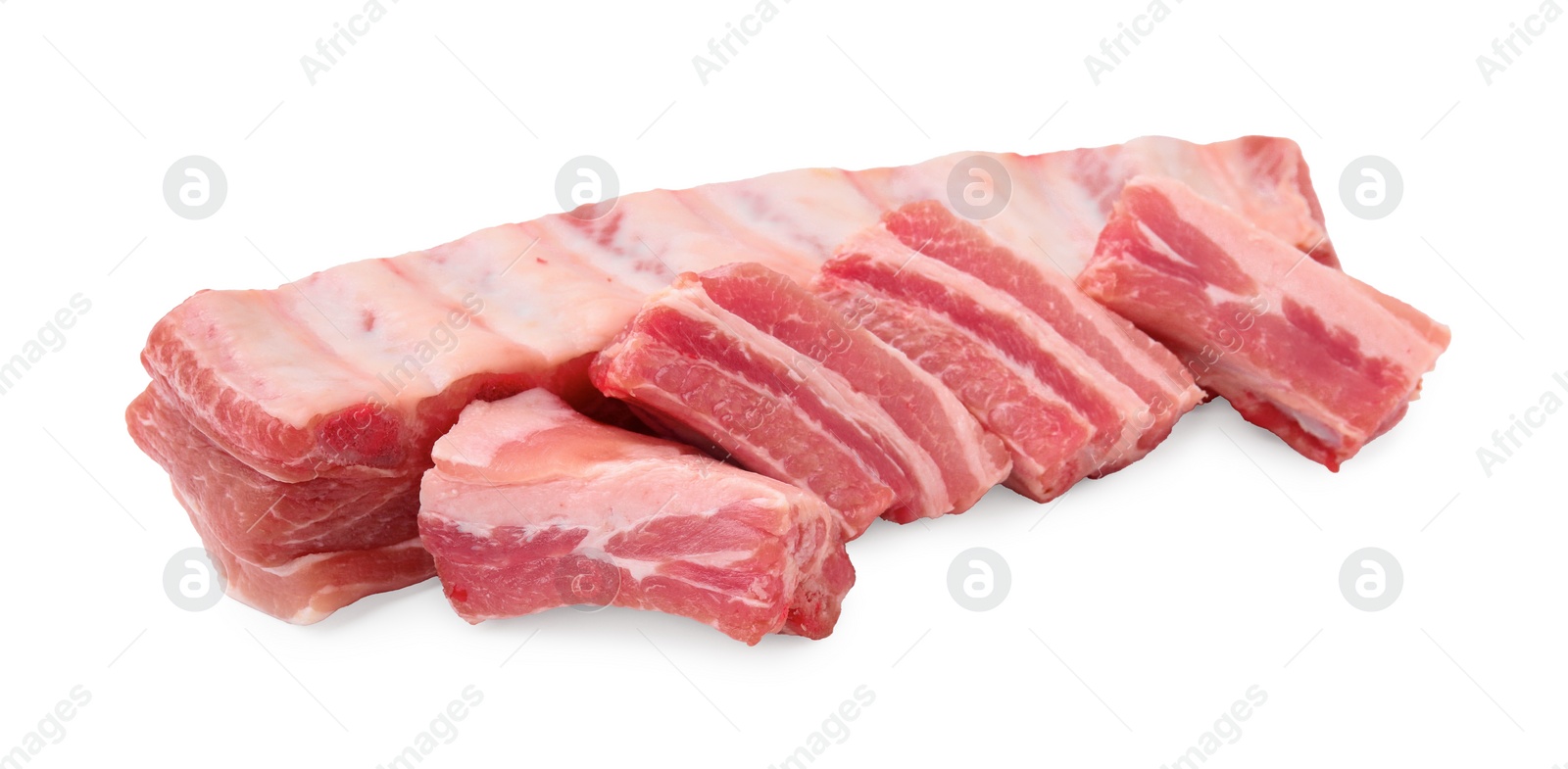 Photo of Fresh raw pork ribs isolated on white