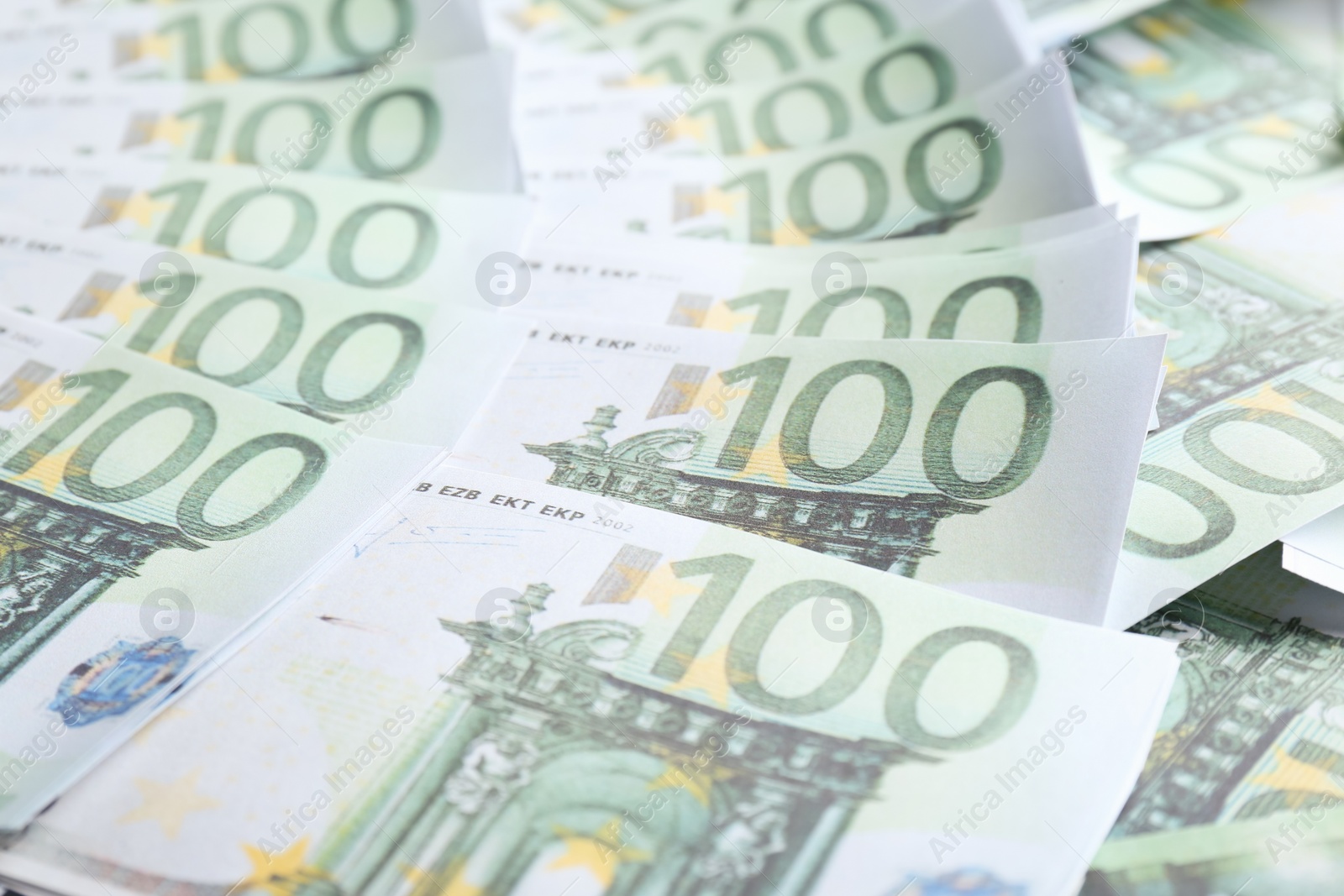 Photo of Euro banknotes as background, closeup. Money and finance