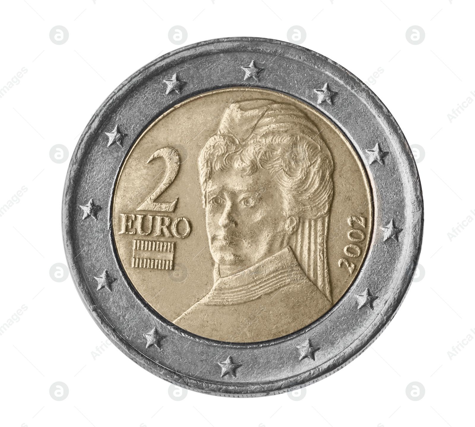 Photo of Shiny two euro coin isolated on white