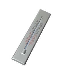 Modern grey weather thermometer on white background