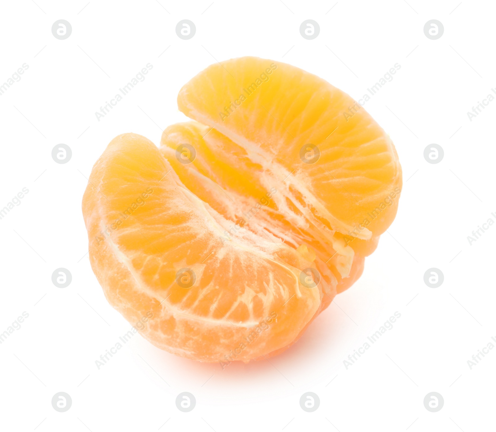 Photo of Half of fresh ripe tangerine on white background