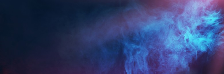 Image of Smoke on dark background, space for text. Banner design