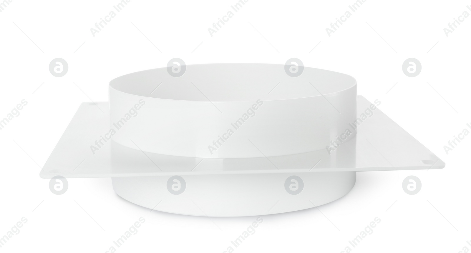 Photo of Plastic connector for home ventilation system isolated on white