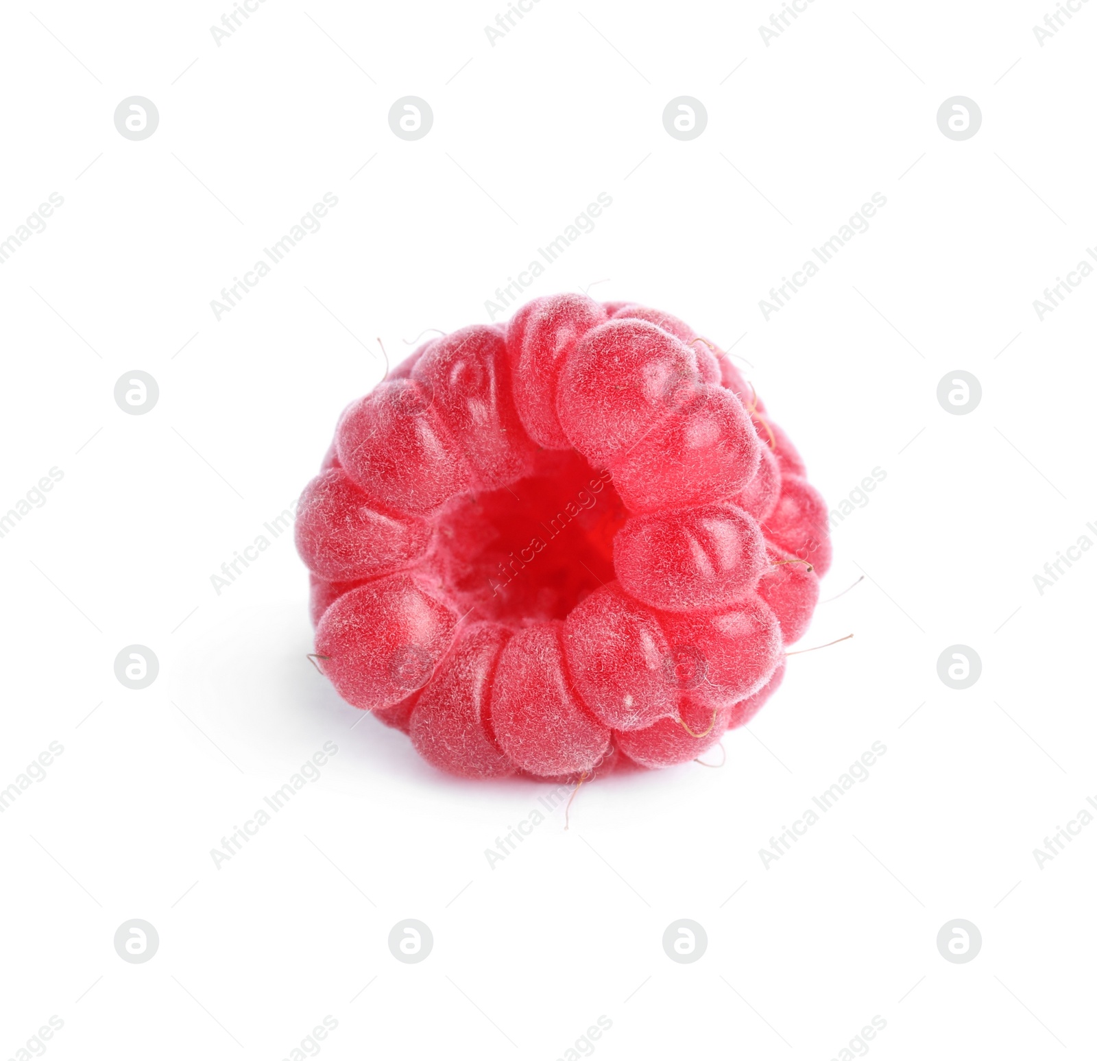 Photo of One fresh ripe raspberry isolated on white