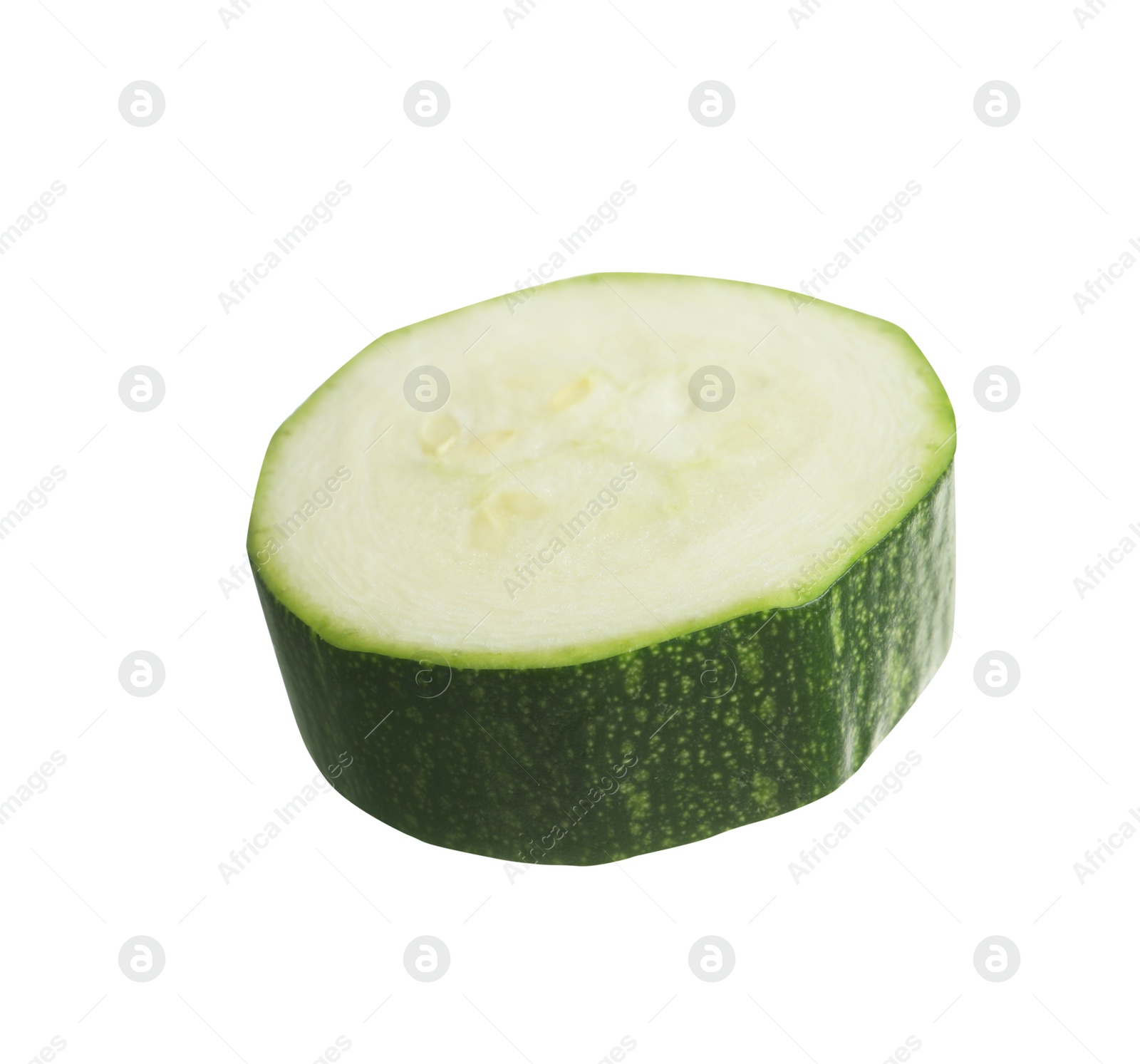 Photo of Piece of green ripe zucchini isolated on white