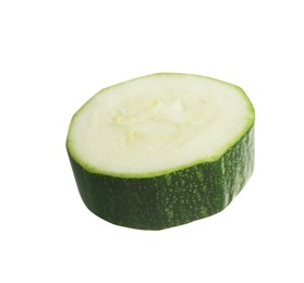 Photo of Piece of green ripe zucchini isolated on white