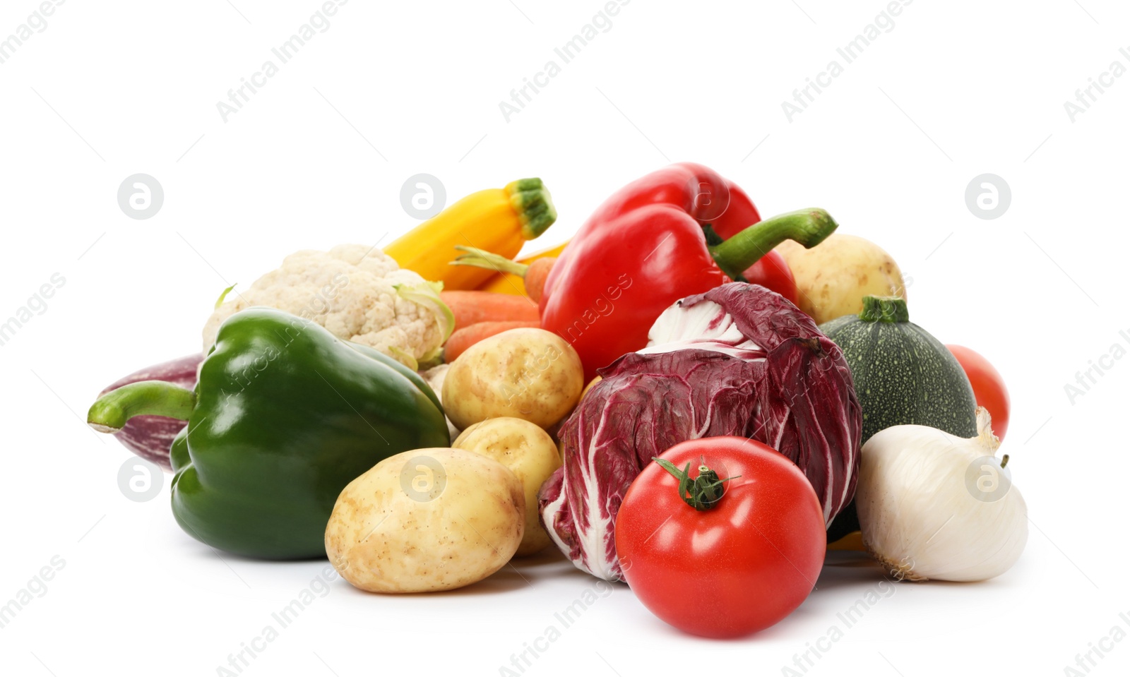 Photo of Different fresh ripe vegetables isolated on white