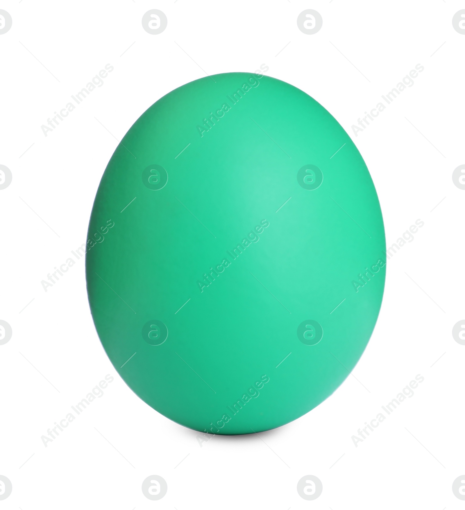 Photo of Painted green egg isolated on white. Happy Easter