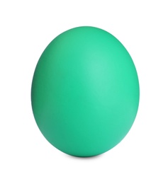 Painted green egg isolated on white. Happy Easter