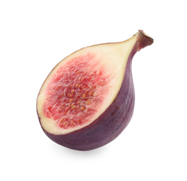 Photo of Half of tasty fresh fig isolated on white