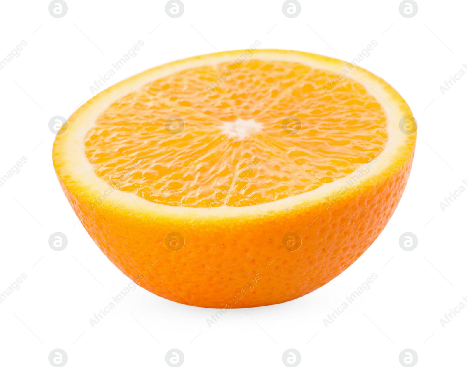 Photo of Half of fresh ripe orange isolated on white