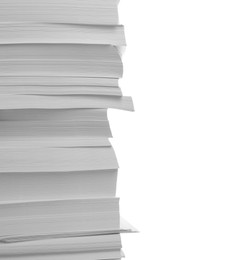 Stack of paper sheets on white background