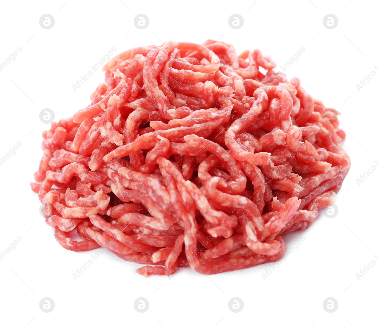 Photo of Fresh raw minced meat on white background