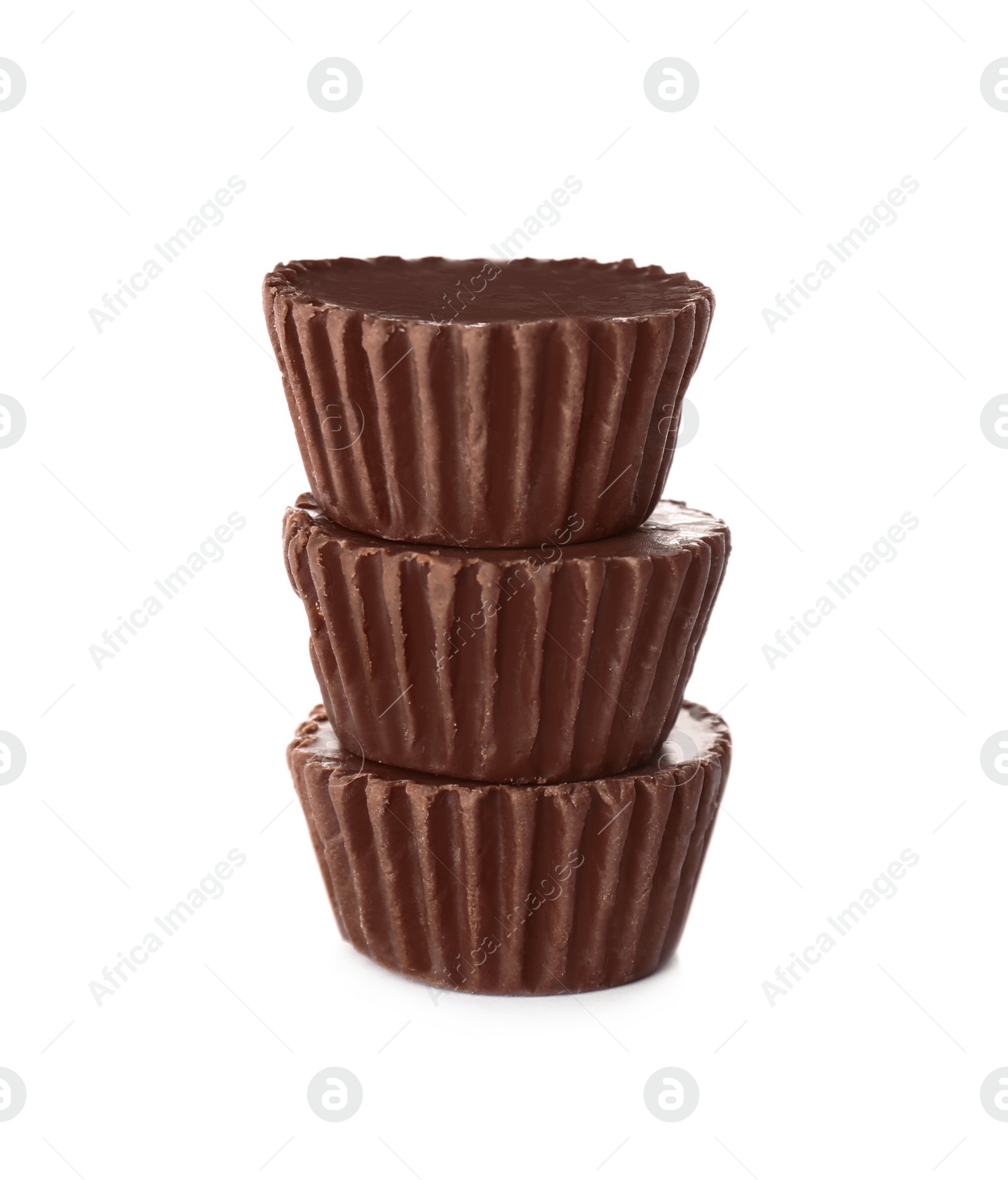 Photo of Sweet peanut butter cups isolated on white