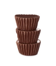 Sweet peanut butter cups isolated on white