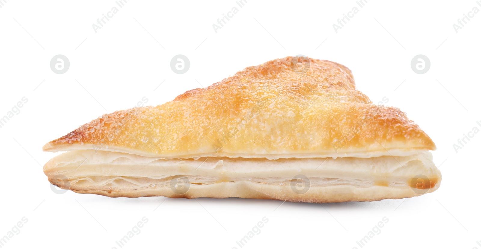 Photo of Puff pastry. One delicious fresh bun isolated on white