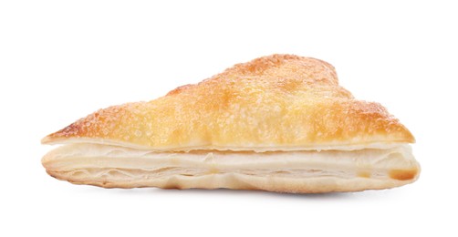 Photo of Puff pastry. One delicious fresh bun isolated on white