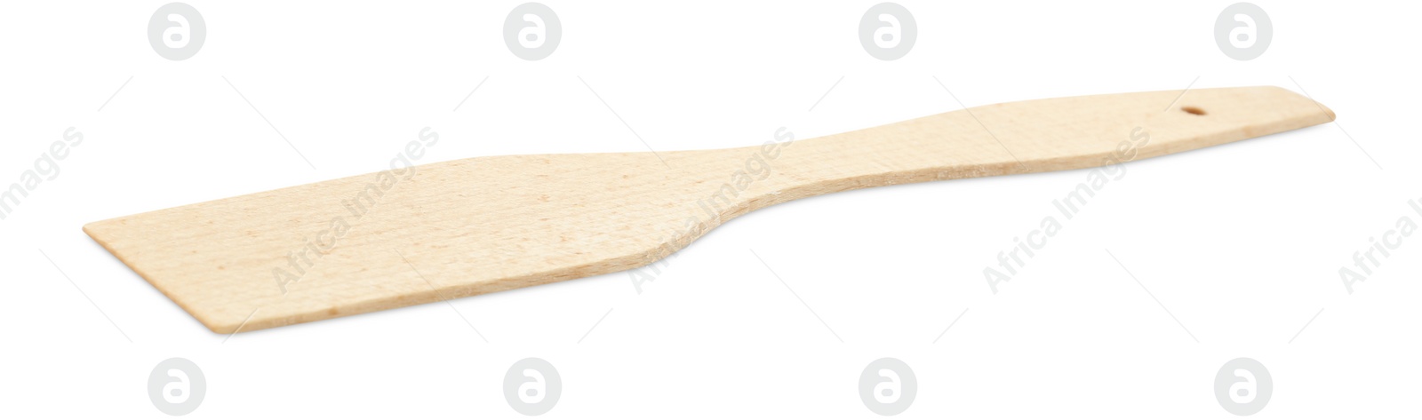 Photo of Wooden spatula isolated on white. Cooking utensil