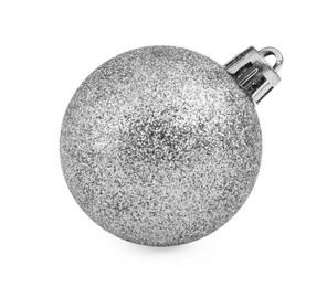Photo of Beautiful silver Christmas ball isolated on white