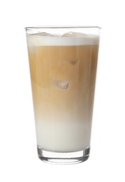 Photo of Tasty iced latte in glass isolated on white