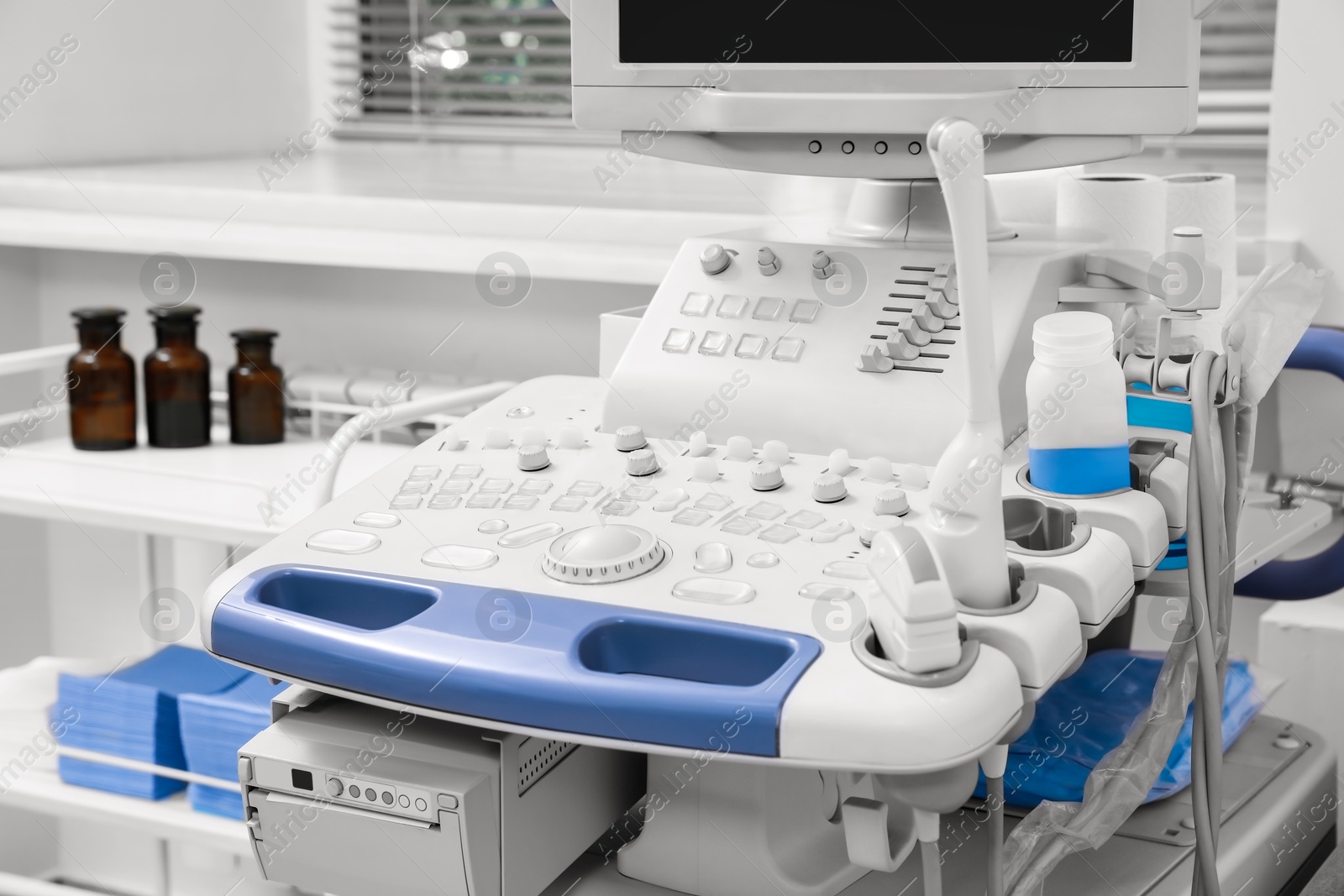 Photo of Ultrasound machine in hospital, closeup. Medical equipment