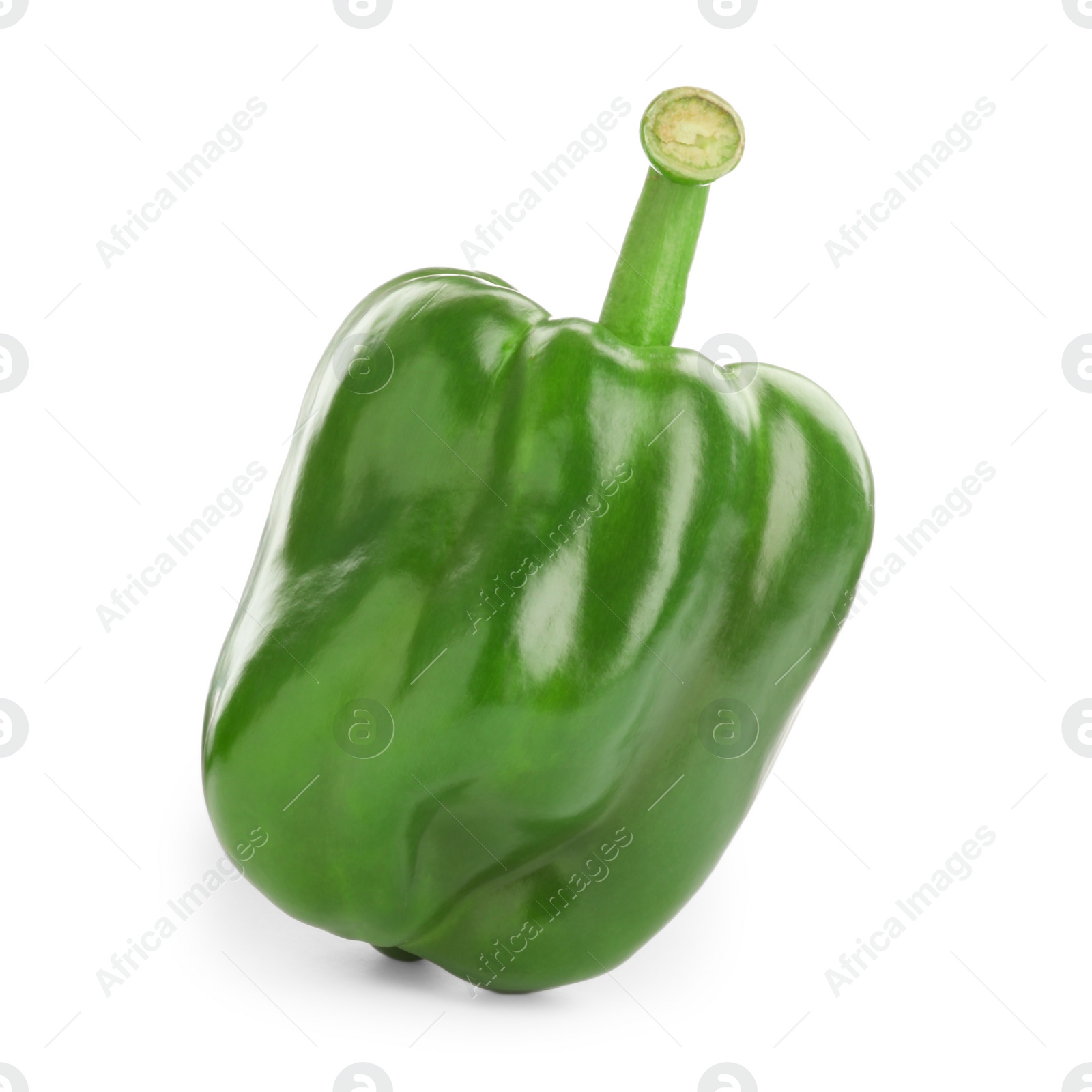 Photo of Ripe green bell pepper on white background