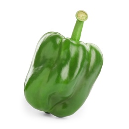 Ripe green bell pepper on white background