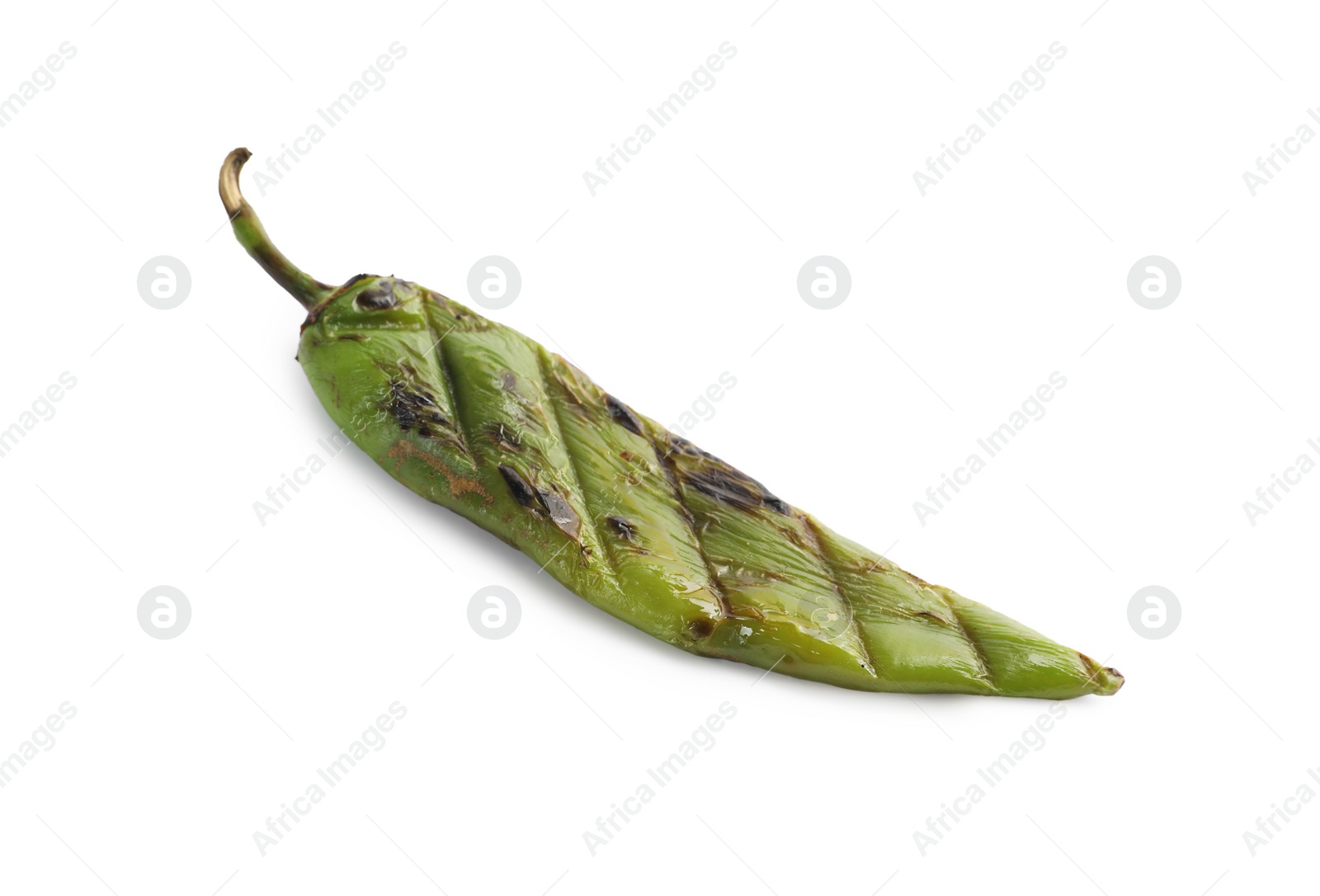 Photo of Grilled green chili pepper isolated on white