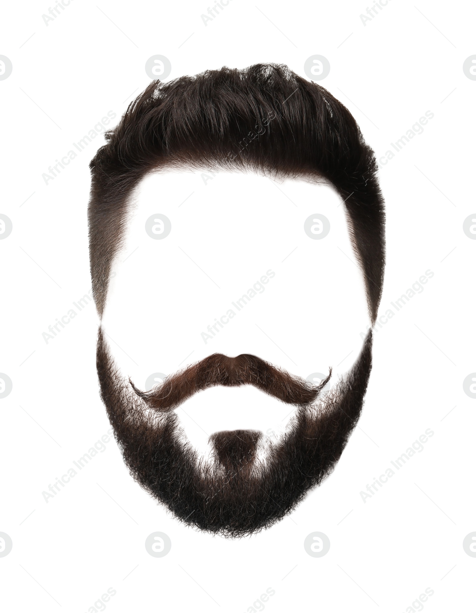 Image of Male hairstyle with beard and mustache isolated on white