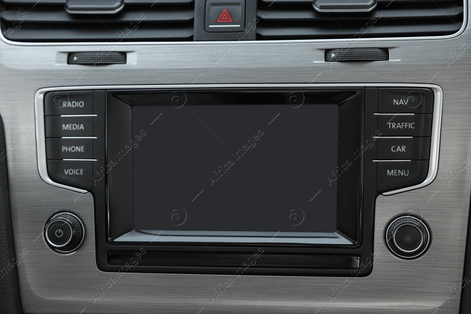 Photo of Closeup view of dashboard with vehicle audio in car
