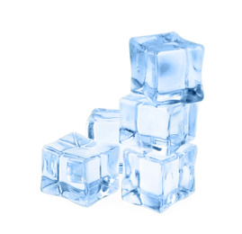 Photo of Crystal clear ice cubes isolated on white