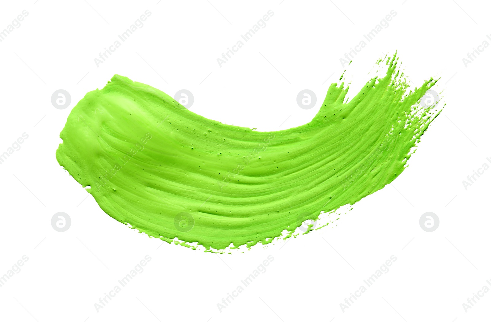 Photo of Abstract brushstroke of green paint isolated on white