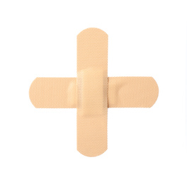 Photo of Medical sticking plasters isolated on white. First aid item