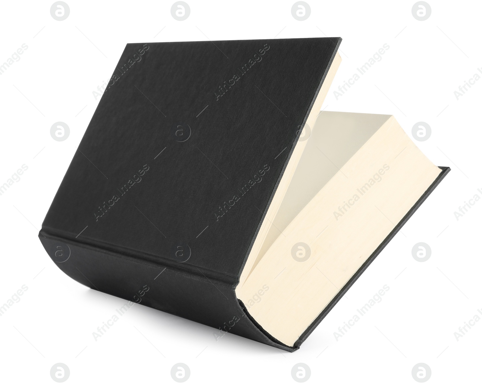 Photo of One black hardcover book isolated on white