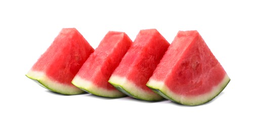 Pieces of juicy ripe watermelon on white background