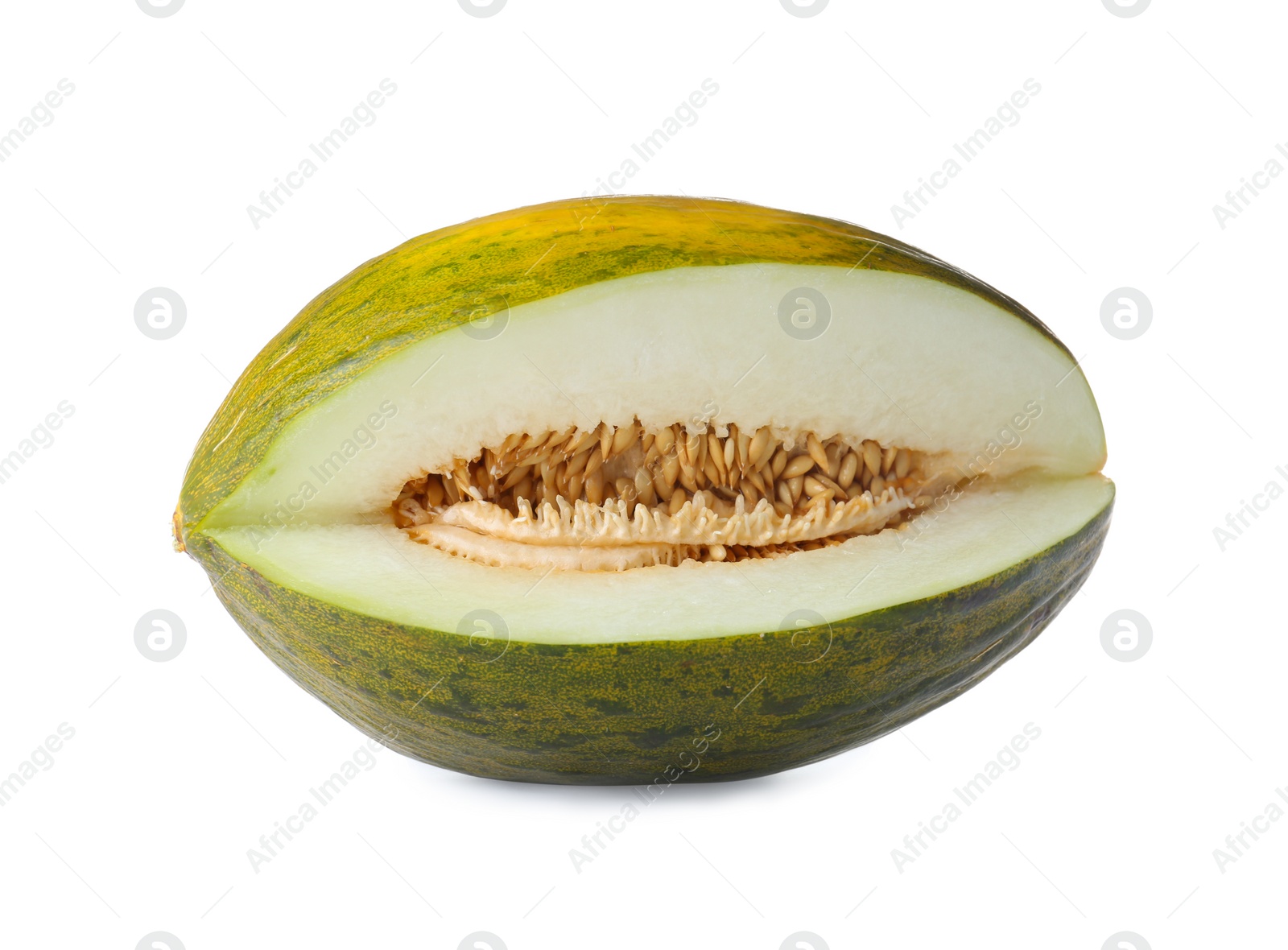 Photo of Sliced sweet fresh melon on white background