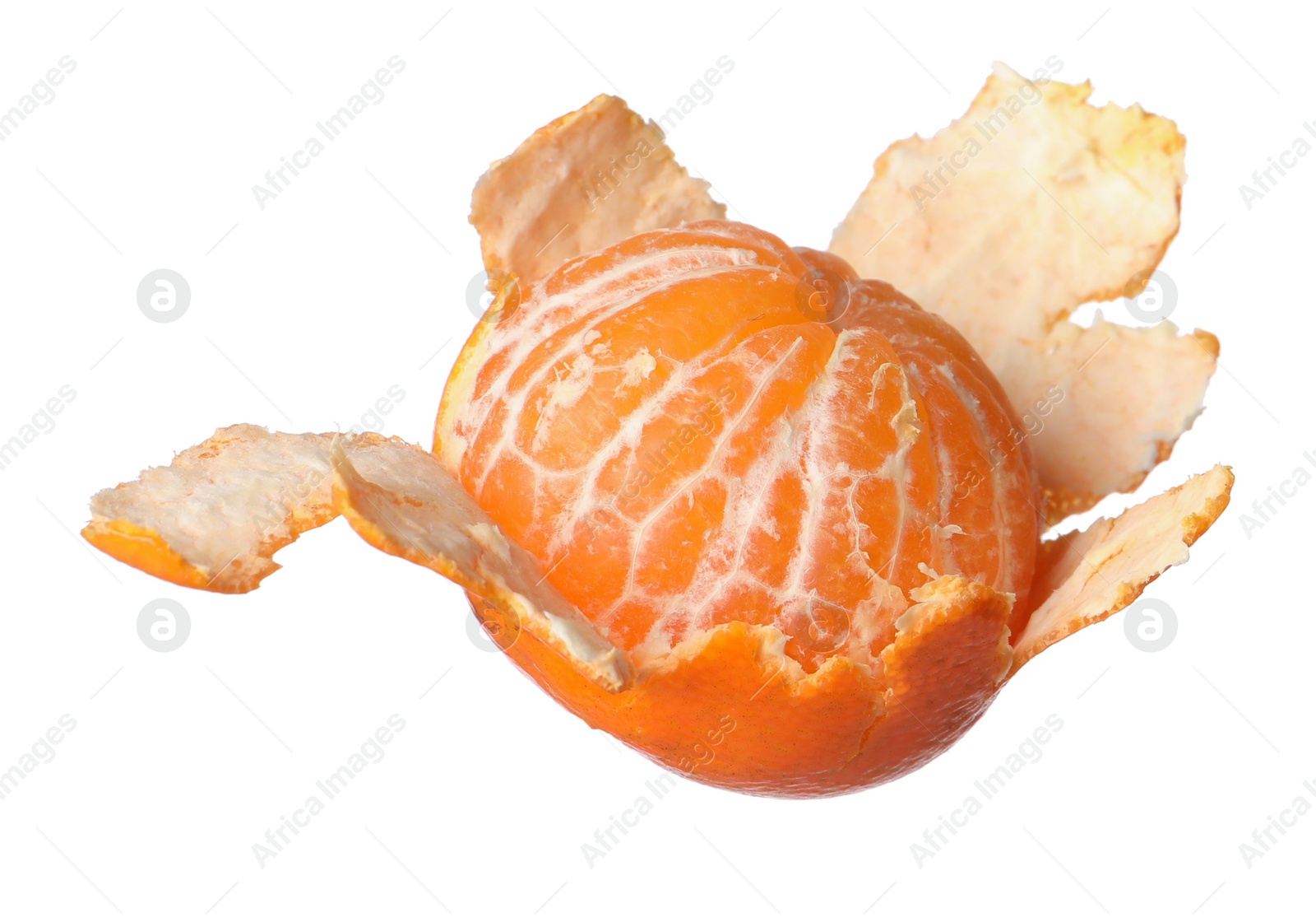 Photo of One fresh ripe tangerine isolated on white