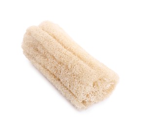 Photo of Loofah sponge isolated on white. Personal hygiene product