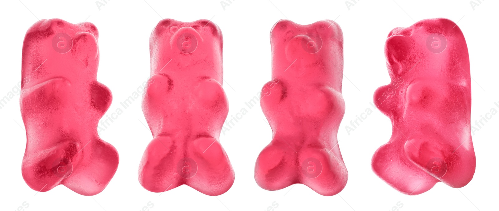 Image of Set with delicious jelly bears on white background. Banner design