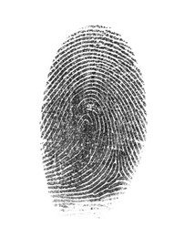 Black fingerprint made with ink on white background