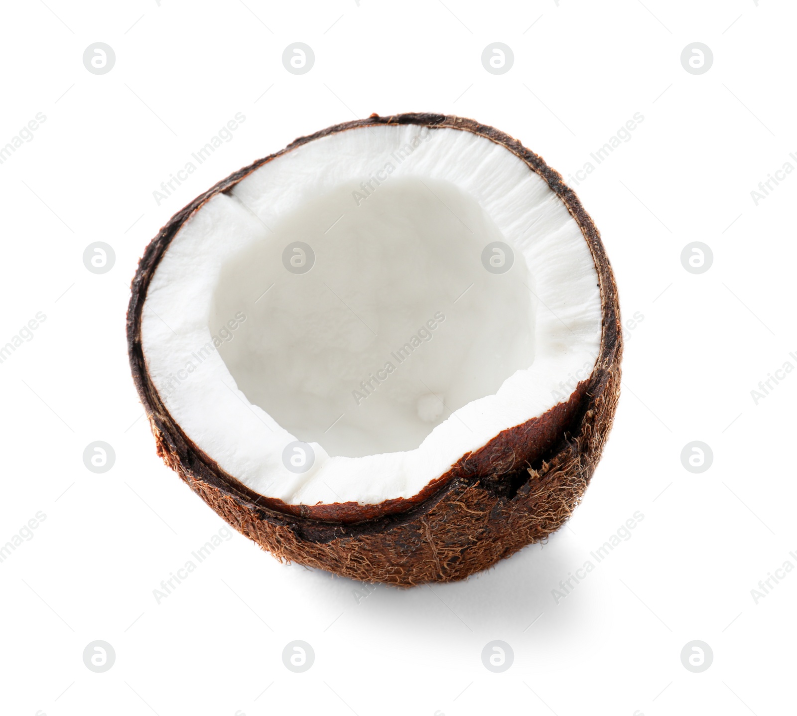 Photo of Half of ripe coconut isolated on white