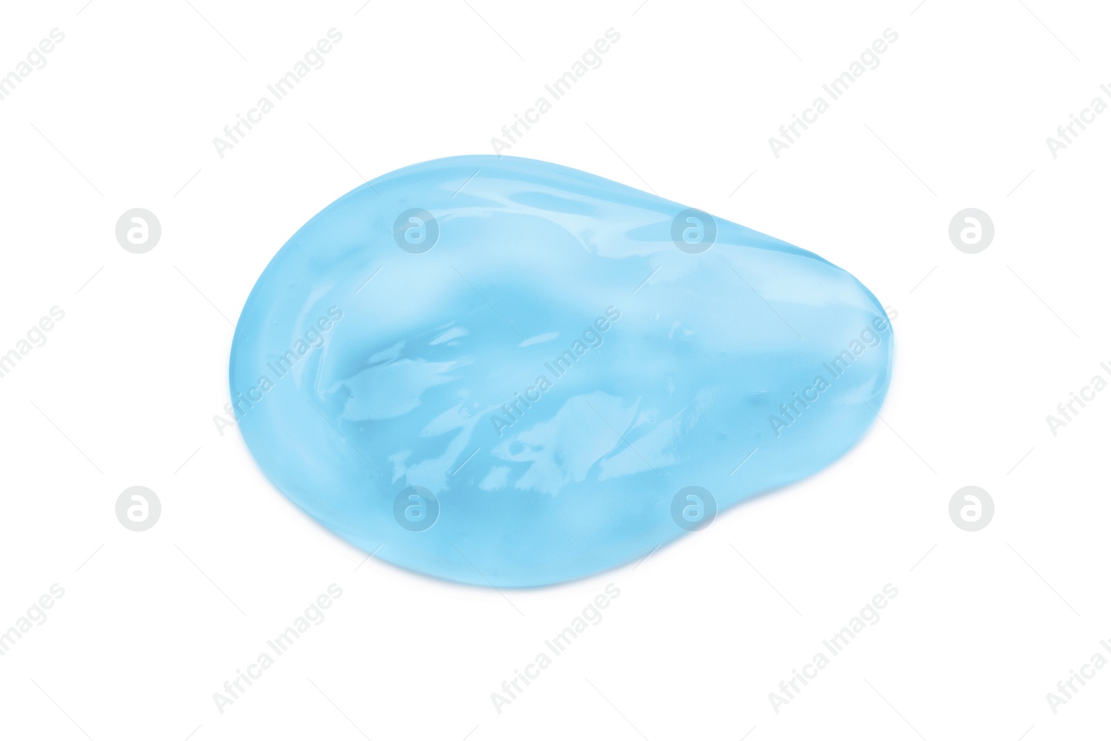 Photo of Sample of transparent cosmetic gel on white background, top view