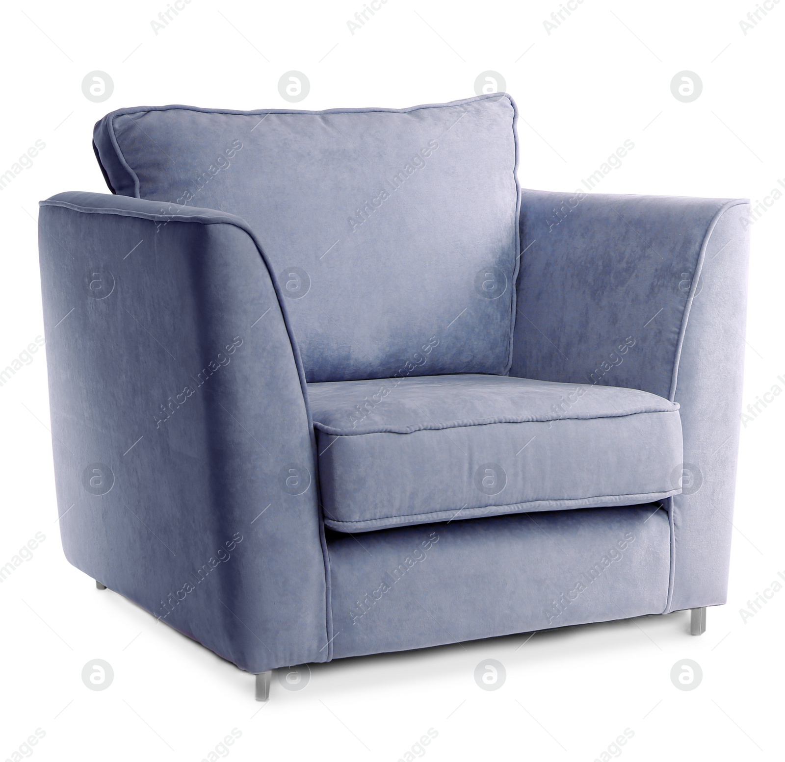 Image of One comfortable slate grey armchair isolated on white