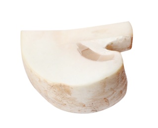 Photo of Piece of fresh mushroom on white background