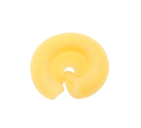 Photo of One piece of raw dischi volanti pasta isolated on white