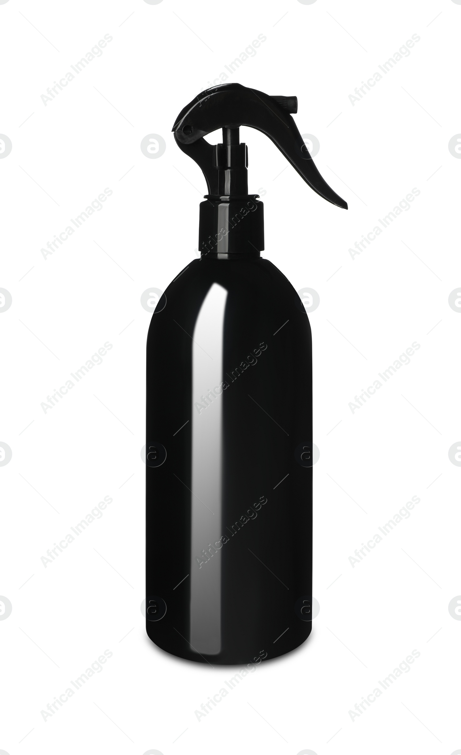 Photo of Blank black spray bottle of car product isolated on white